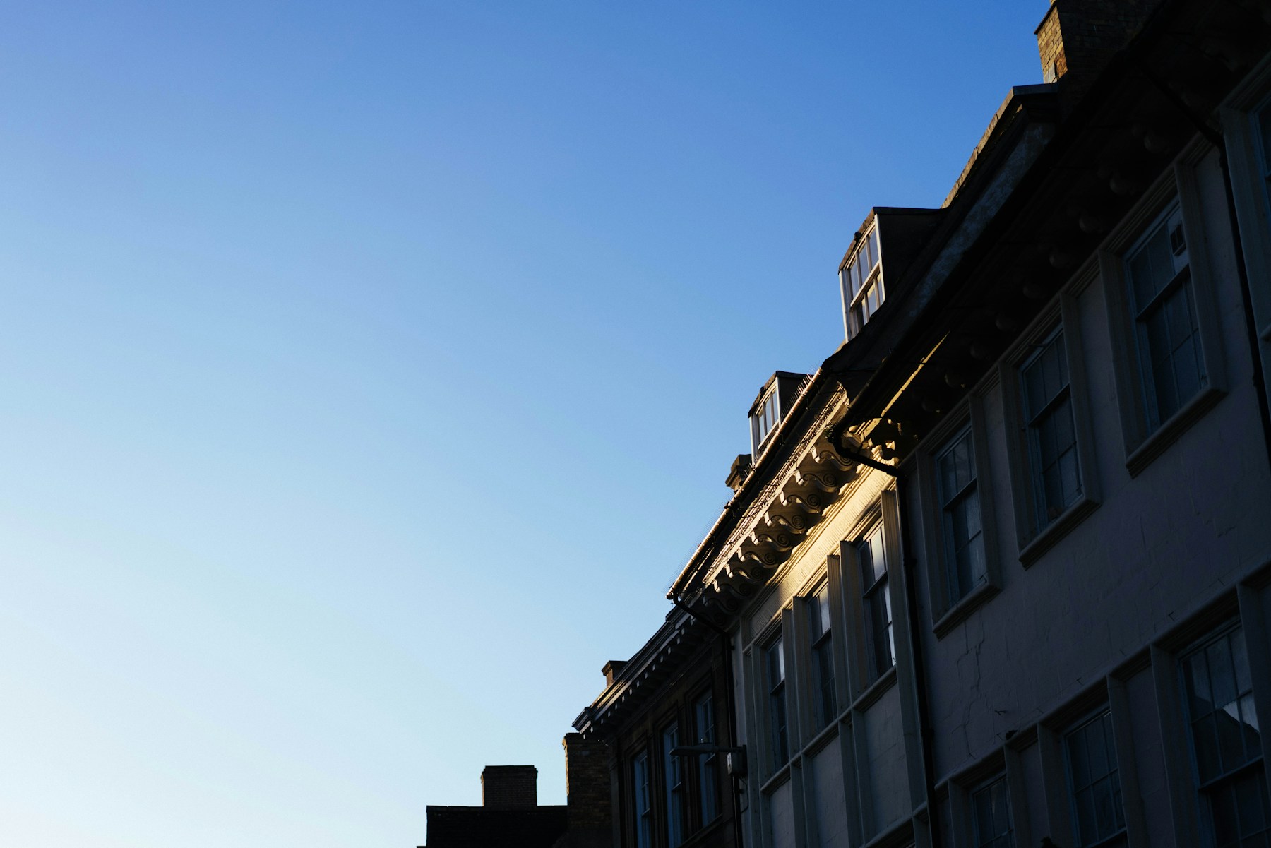 European urban architecture under a clear blue sky