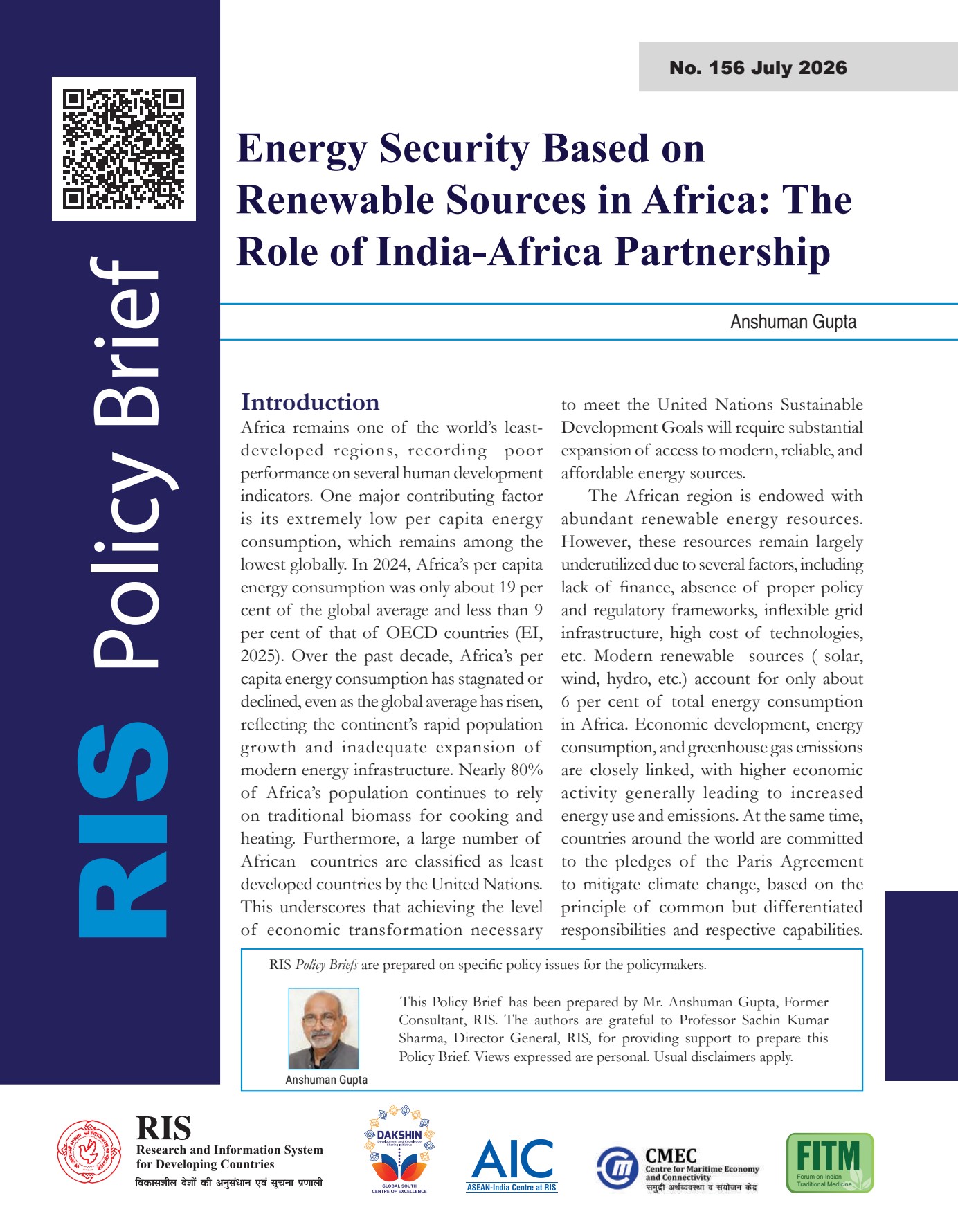 Cover of Energy Security Based on Renewable Sources in Africa: The Role of India-Africa Partnership