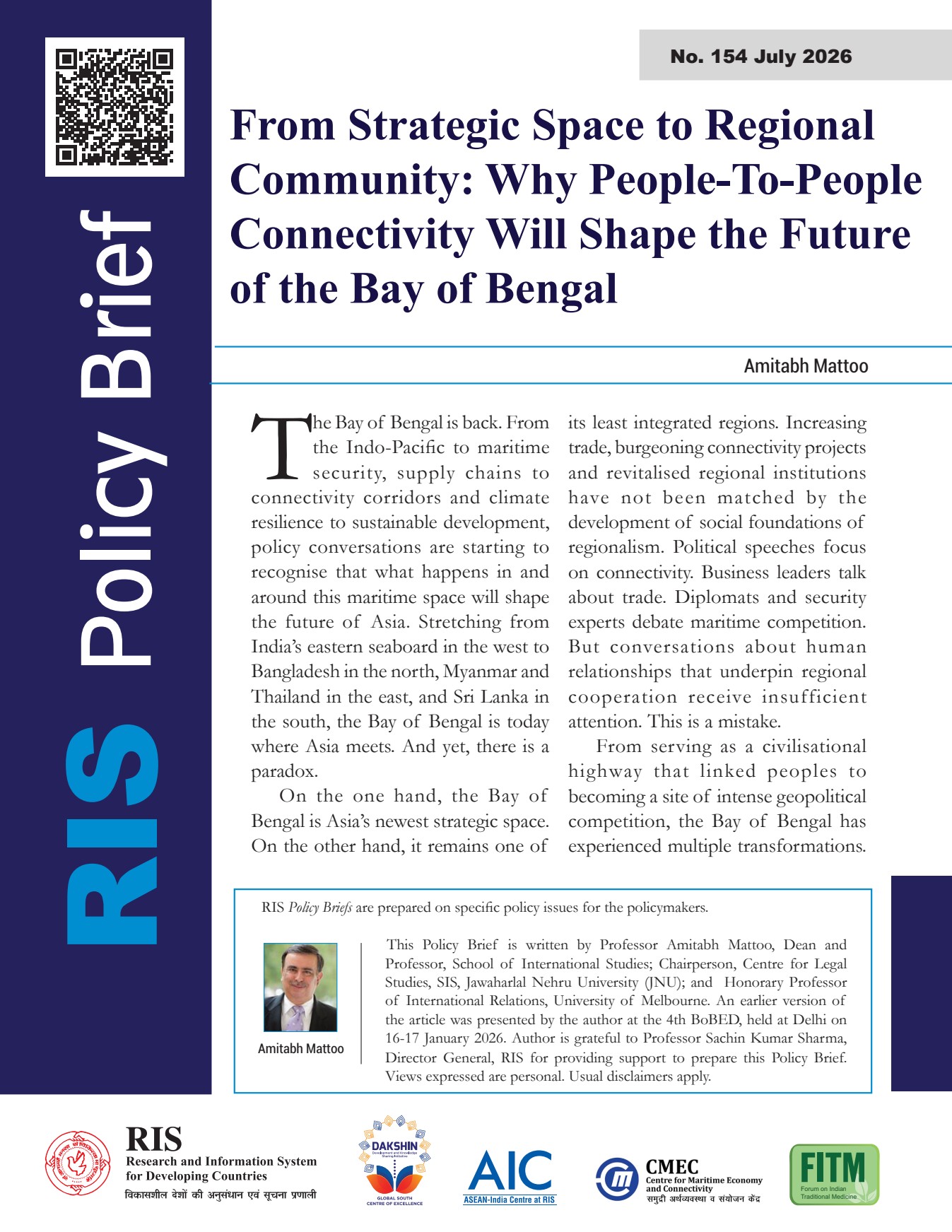 Cover of From Strategic Space to Regional Community: Why People-To-People Connectivity Will Shape the Future of the Bay of Bengal