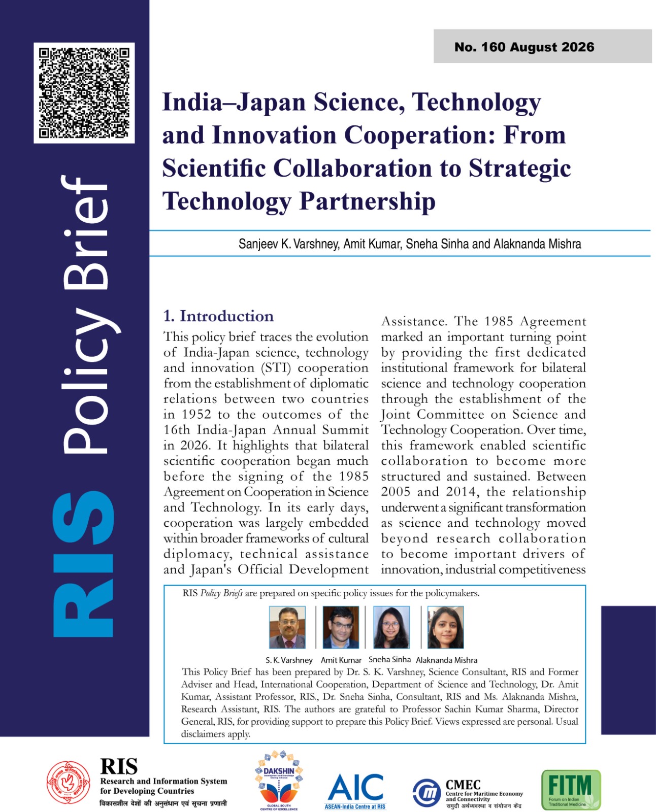 Cover of India–Japan Science, Technology and Innovation Cooperation: From Scientific Collaboration to Strategic Technology Partnership