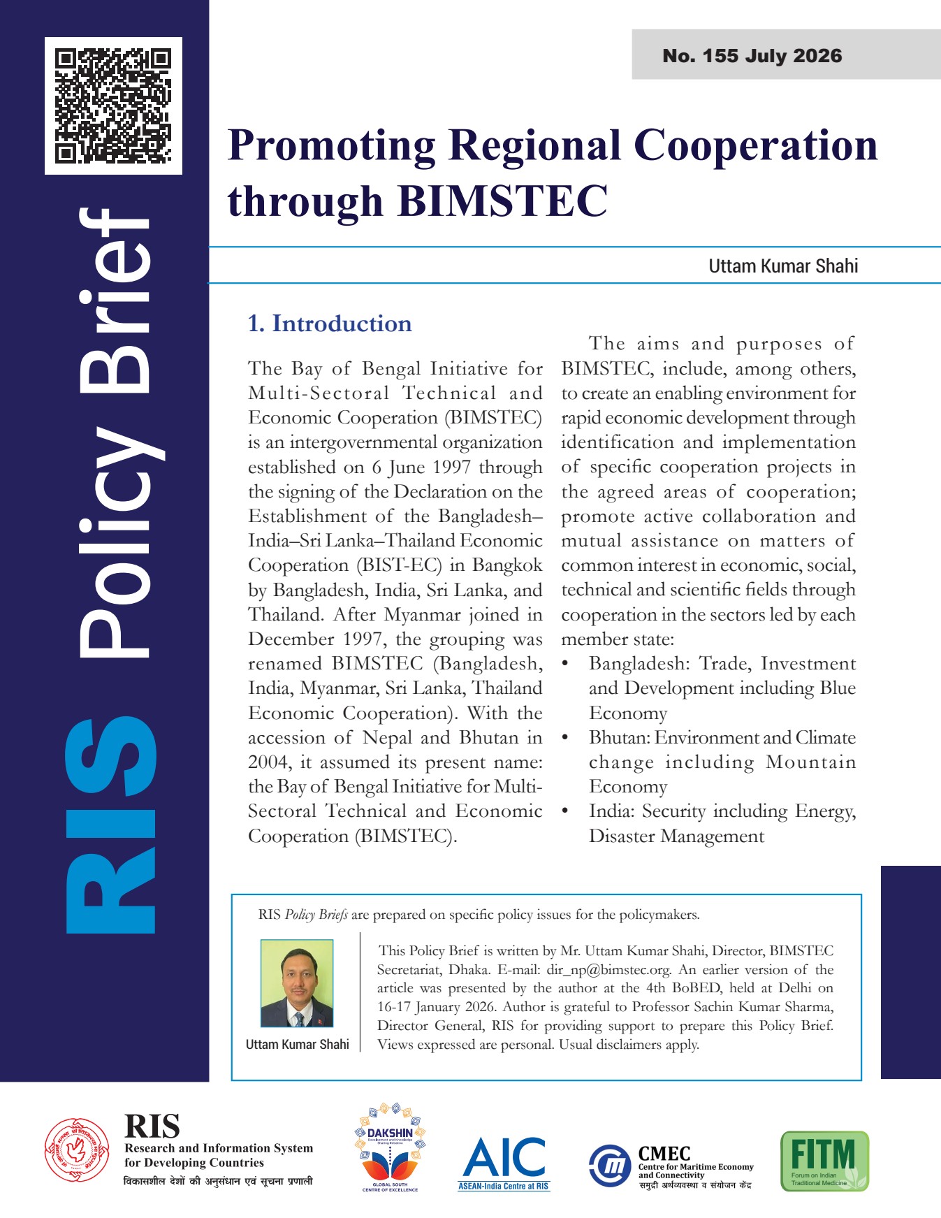 Cover of Promoting Regional Cooperation through BIMSTEC